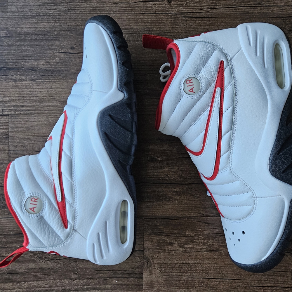 White and Red High-Top Sneakers